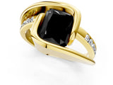 Yellow gold Fancy Black Radiant Cut Solitaire Tension-Set Diamond Split Shank Ring_1