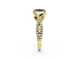 Yellow gold Fancy Black Radiant Cut Solitaire Twist Pave Diamond Engagement Ring with Prong Setting_2