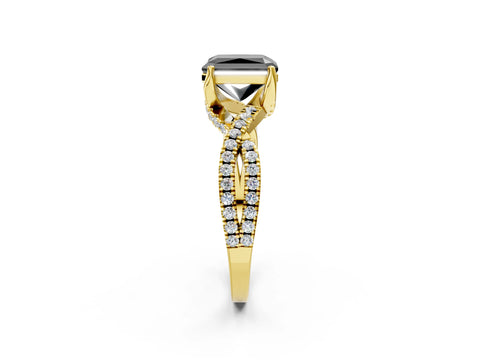 Yellow gold Fancy Black Radiant Cut Solitaire Twist Pave Diamond Engagement Ring with Prong Setting_26
