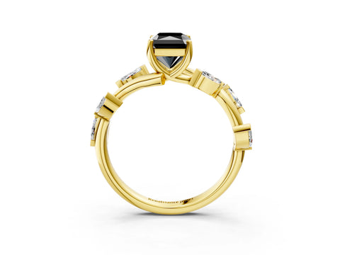 Yellow gold Fancy Black Radiant Cut Solitaire Twisted Band Marquise Accent Prong Setting Ring_3