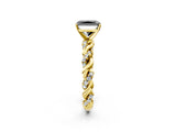 Yellow gold Fancy Black Radiant Cut Solitaire Twisted Band with Pavé Accents and Four-Prong Setting_2