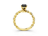 Yellow gold Fancy Black Radiant Cut Solitaire Twisted Band with Pavé Accents and Four-Prong Setting_3