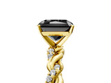 Yellow gold Fancy Black Radiant Cut Solitaire Twisted Band with Pavé Accents and Four-Prong Setting_5
