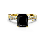 Yellow gold Fancy Black Radiant Cut Solitaire Twisted Pave Band with Four-Prong Setting_3