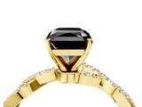 Yellow gold Fancy Black Radiant Cut Solitaire Twisted Pave Band with Four-Prong Setting_7