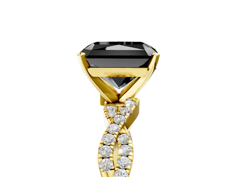 Yellow gold Fancy Black Radiant Cut Solitaire Twisted Pave Band with Four-Prong Setting_8