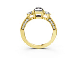 Yellow gold Fancy Black Radiant Cut Three-Stone Diamond Ring with Pavé Band and Four-Prong Setting_3