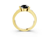 Yellow gold Fancy Black Round Cut Brilliant Channel-Set Diamond Ring with Bezel Prong Setting_3