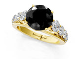 Yellow gold Fancy Black Round Cut Brilliant Diamond Pavé Band with Six-Prong Setting_1