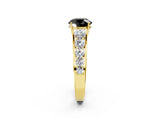 Yellow gold Fancy Black Round Cut Brilliant Diamond Pavé Band with Six-Prong Setting_2