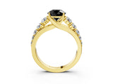 Yellow gold Fancy Black Round Cut Brilliant Diamond Pavé Band with Six-Prong Setting_3