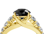 Yellow gold Fancy Black Round Cut Brilliant Diamond Pavé Band with Six-Prong Setting_4