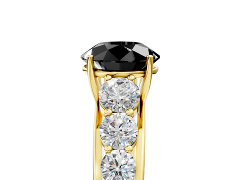 Yellow gold Fancy Black Round Cut Brilliant Diamond Pavé Band with Six-Prong Setting_5