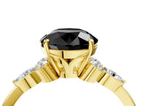 Yellow gold Fancy Black Round Cut Brilliant Diamond Solitaire Ring with Pear Side Stones and Four-Prong Setting_7