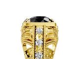 Yellow gold Fancy Black Round Cut Brilliant Milgrain Filigree Diamond Ring with Square Prong Setting_29
