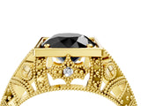 Yellow gold Fancy Black Round Cut Brilliant Milgrain Filigree Diamond Ring with Square Prong Setting_34