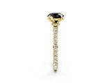 Yellow gold Fancy Black Round Cut Brilliant Pavé Band Solitaire with Four-Prong Setting_2