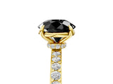 Yellow gold Fancy Black Round Cut Brilliant Pavé Band Solitaire with Four-Prong Setting_5