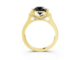 Yellow gold Fancy Black Round Cut Brilliant Solitaire Diamond Ring with Channel Set Band and Bar Prong Setting_3