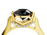 Yellow gold Fancy Black Round Cut Brilliant Solitaire Diamond Ring with Channel Set Band and Bar Prong Setting_4