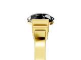 Yellow gold Fancy Black Round Cut Brilliant Solitaire Diamond Ring with Channel Set Band and Bar Prong Setting_5