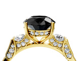 Yellow gold Fancy Black Round Cut Brilliant Three-Stone Pave Band with Four-Prong Setting_4