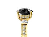 Yellow gold Fancy Black Round Cut Brilliant Three-Stone Pave Band with Four-Prong Setting_5