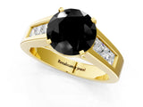 Yellow gold Fancy Black Round Cut Cut Channel Set Solitaire Ring with Four-Prong Setting_1