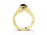 Yellow gold Fancy Black Round Cut Cut Channel Set Solitaire Ring with Four-Prong Setting_3