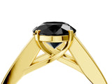 Yellow gold Fancy Black Round Cut Cut Channel Set Solitaire Ring with Four-Prong Setting_4