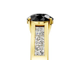 Yellow gold Fancy Black Round Cut Cut Channel Set Solitaire Ring with Four-Prong Setting_5