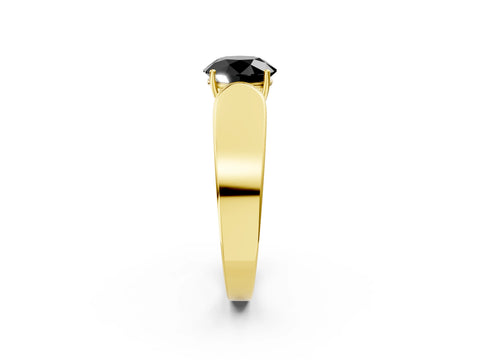 Yellow gold Fancy Black Round Cut Cut Diamond Channel Set Solitaire Ring with Four-Prong Setting_2
