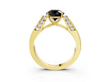 Yellow gold Fancy Black Round Cut Cut Diamond Channel Set Solitaire Ring with Four-Prong Setting_3