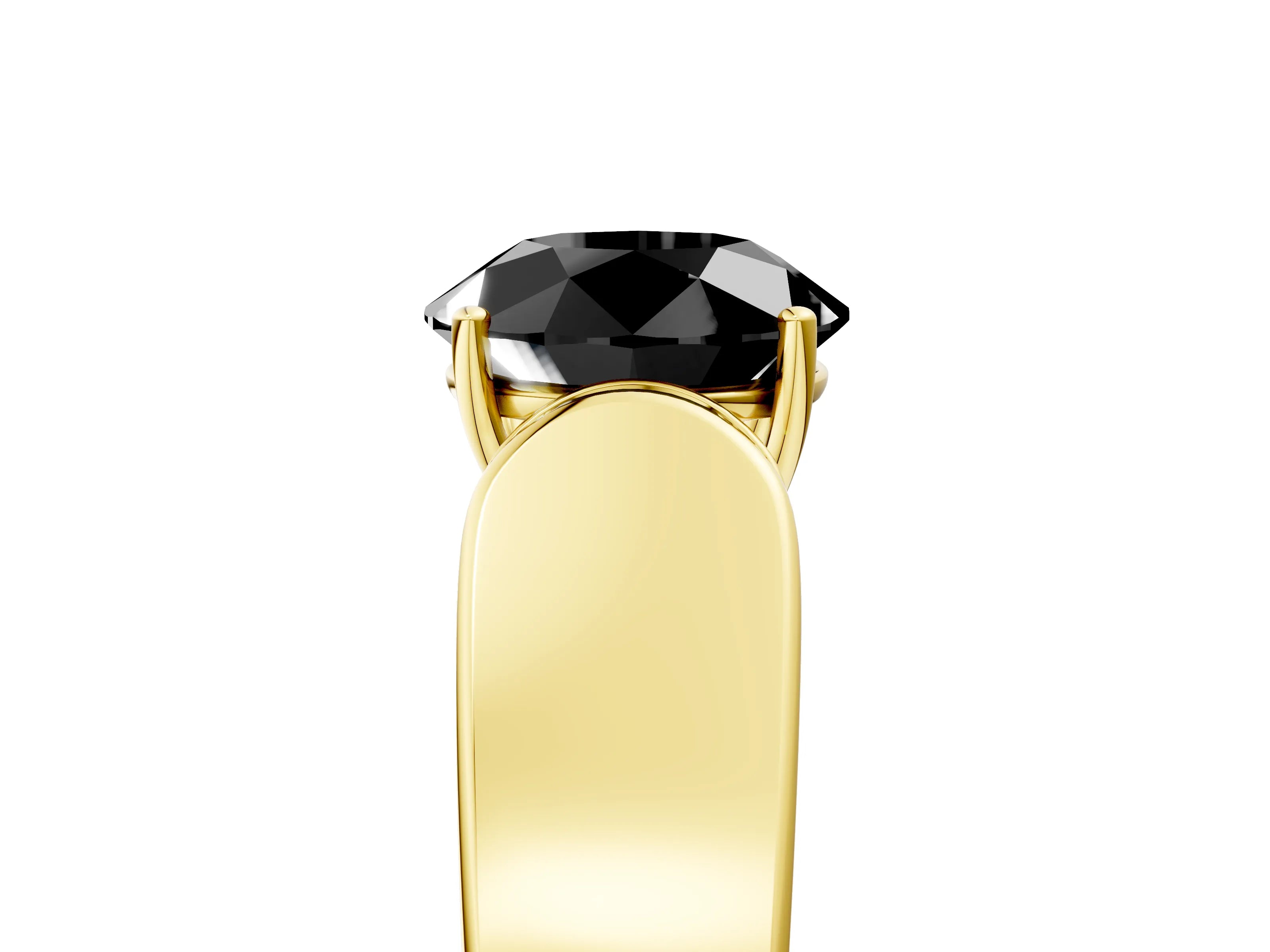 Yellow gold Fancy Black Round Cut Cut Diamond Channel Set Solitaire Ring with Four-Prong Setting_5