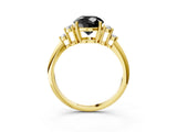Yellow gold Fancy Black Round Cut Cut Diamond Cluster Ring with Solitaire Band and Four-Prong Setting_3