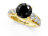 Yellow gold Fancy Black Round Cut Cut Diamond Engagement Ring with Pavé Band and Four-Prong Setting_1