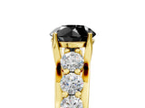 Yellow gold Fancy Black Round Cut Cut Diamond Engagement Ring with Pavé Band and Four-Prong Setting_5