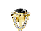 Yellow gold Fancy Black Round Cut Cut Diamond Halo Engagement Ring with Open Split Pavé Band_5