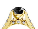 Yellow gold Fancy Black Round Cut Cut Diamond Pavé Band Solitaire with Four-Prong Setting_4