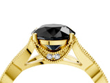 Yellow gold Fancy Black Round Cut Cut Diamond Twisted Band with Milgrain Pave Setting and Four-Prong Setting_4