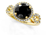 Yellow gold Fancy Black Round Cut Cut Halo Diamond Infinity Band with Four-Prong Setting_1