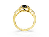 Yellow gold Fancy Black Round Cut Cut Halo Diamond Infinity Band with Four-Prong Setting_3