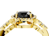 Yellow gold Fancy Black Round Cut Cut Halo Diamond Infinity Band with Four-Prong Setting_4