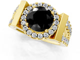 Yellow gold Fancy Black Round Cut Cut Halo Split Shank Prong Set Ring_13