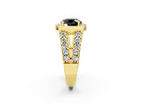 Yellow gold Fancy Black Round Cut Cut Halo Split Shank Prong Set Ring_14