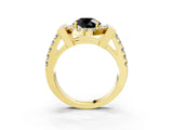 Yellow gold Fancy Black Round Cut Cut Halo Split Shank Prong Set Ring_15