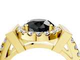 Yellow gold Fancy Black Round Cut Cut Halo Split Shank Prong Set Ring_16