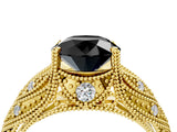 Yellow gold Fancy Black Round Cut Cut Milgrain Pave Diamond Engagement Ring with Four-Prong Setting_7