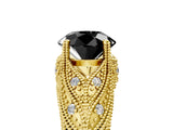 Yellow gold Fancy Black Round Cut Cut Milgrain Pave Diamond Engagement Ring with Four-Prong Setting_8