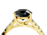 Yellow gold Fancy Black Round Cut Cut Pavé Band Solitaire Ring with Four-Prong Setting_4